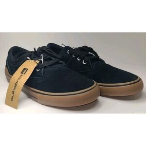 Quiksilver Black Leather Gum Sole Skate Sneakers Mens 9 New Casual Low Top